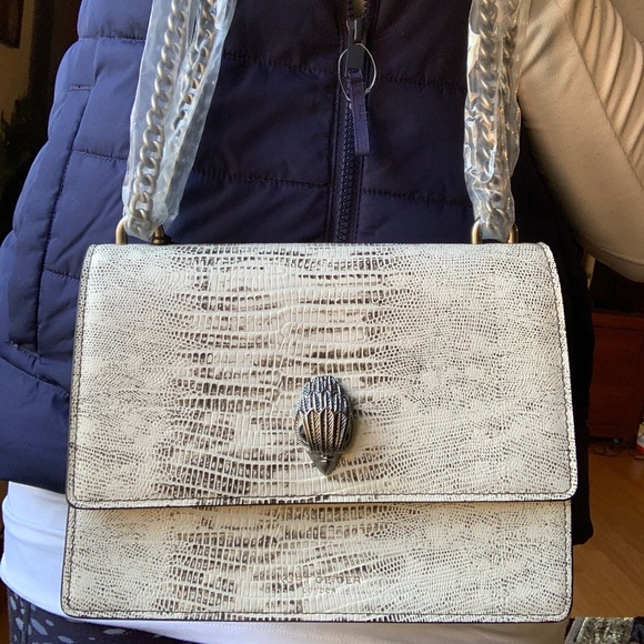 SOLD⛔️Authentic KURT GEIGER LONDON Lizard embossed leather medium flap Crosby - Picture 3 of 15